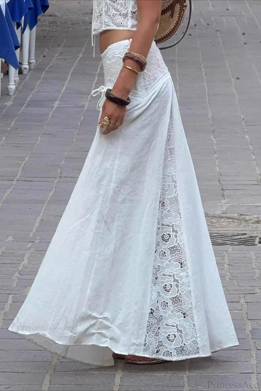 SOERA Celeste Boho Lace Patchwork Maxi Skirt - Skirt - White S