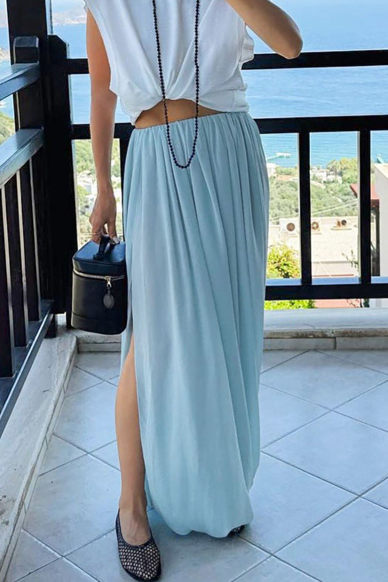 SOERA Celeste Chiffon Flowing Maxi Skirt - Skirt - Blue S