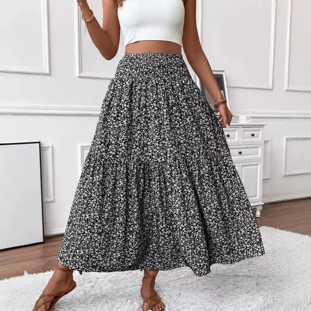 SOERA Rivka Boho Floral Maxi Skirt - Skirt - Floral Black S