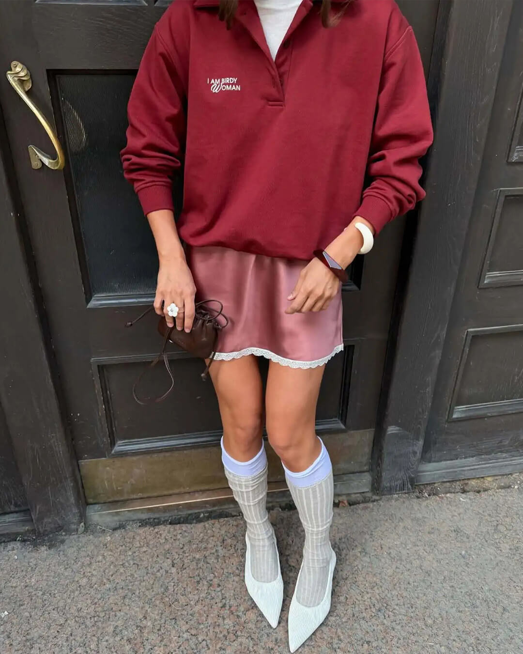 SOERA Johana Lace Trim Satin Mini Skirt - Skirts - 1005009418780878-;Zo1771345061312501167 Red L