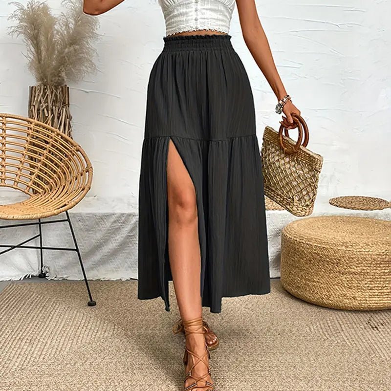 SOERA Maia Bohemian Midi Ruffle Skirt - Skirts - Black S