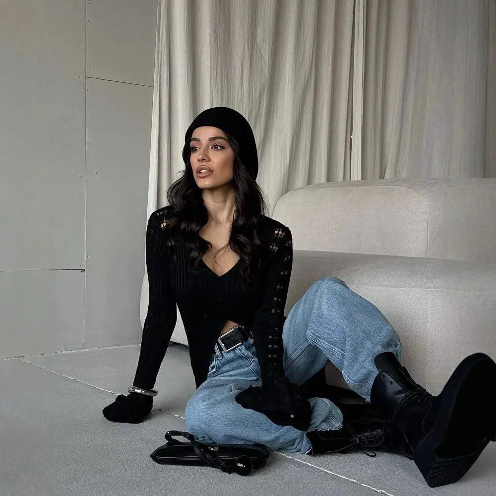 SOERA Whitney Hollow Knitted Cardigan - Sweaters & Cardigans - Black S