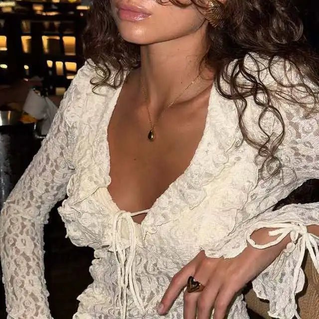 SOERA Mary Layered Lace Collar Top - Top - SOERA-443843-WHI-M-31011 White M