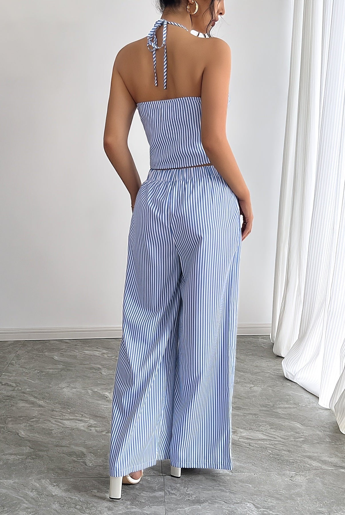 SOERA Simone Striped Halter Top - Top - SOERA-168323-ROS-XS-80643 Rosa XS