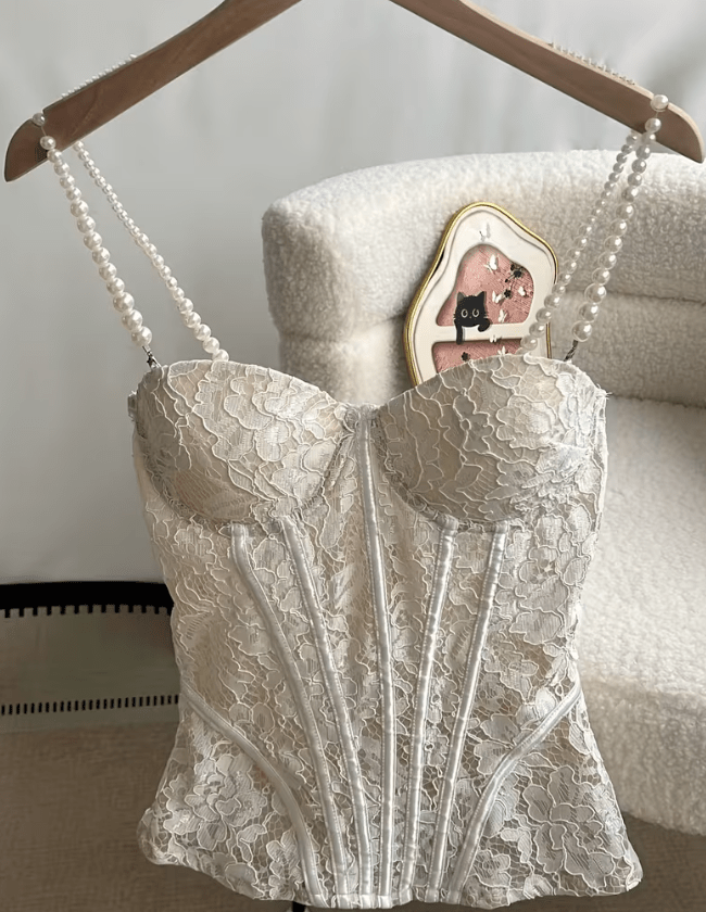 SOERA Aneyla Lace Sheer Bustier Cami Top - Tops - White L