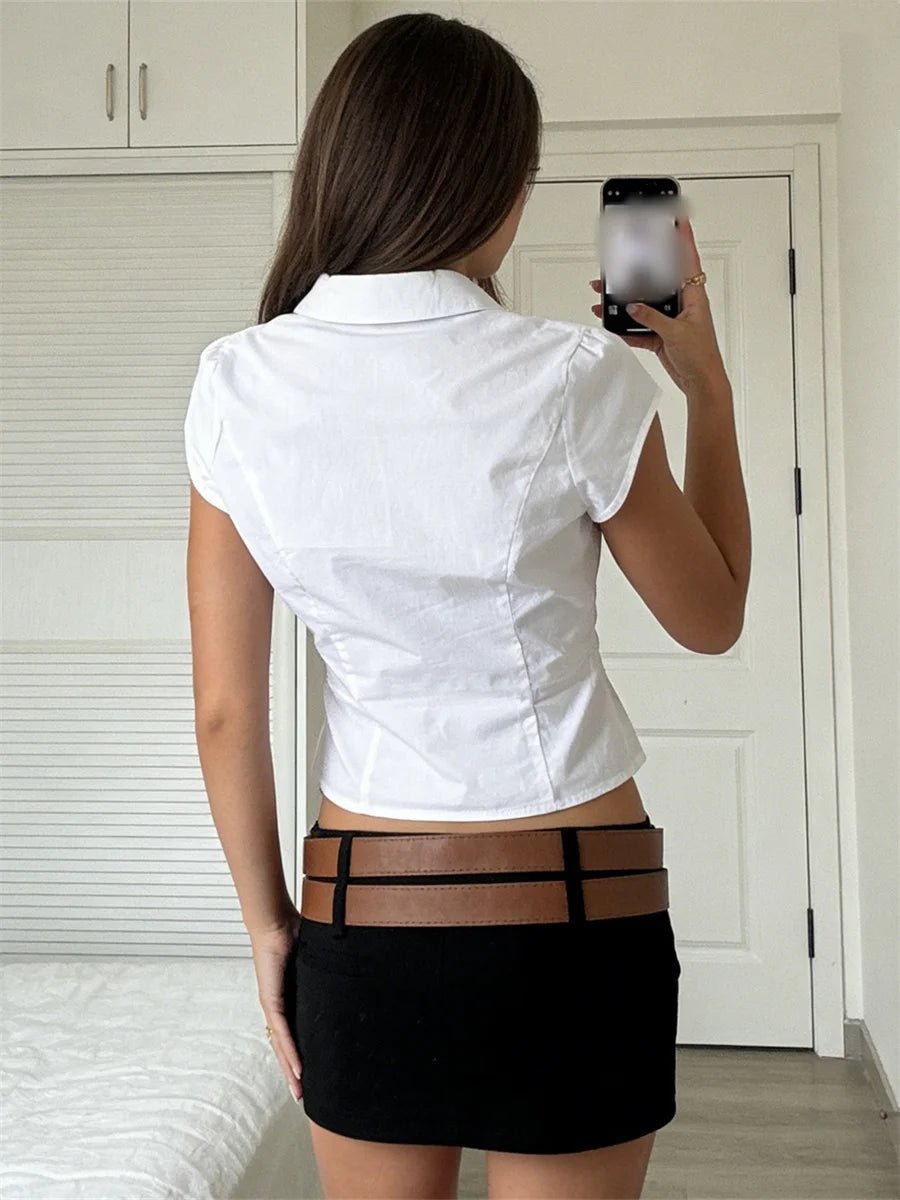 SOERA Ariana Cropped Button-Down Blouse - Tops - White S