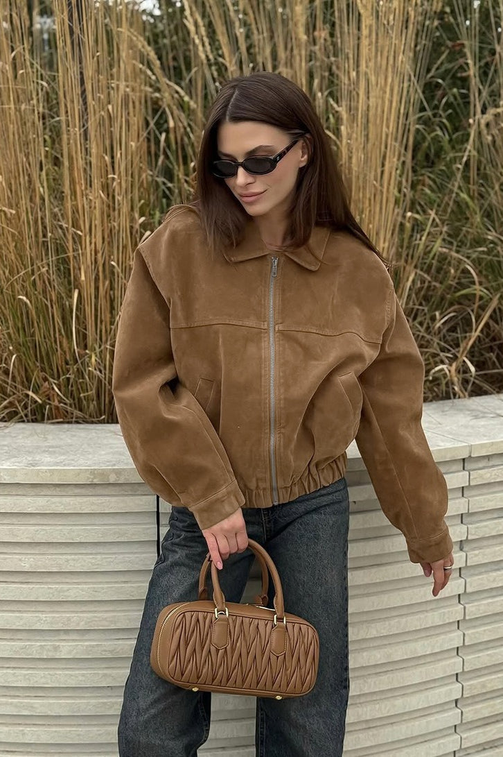 Genoveva giacca relaxed con zip in suede