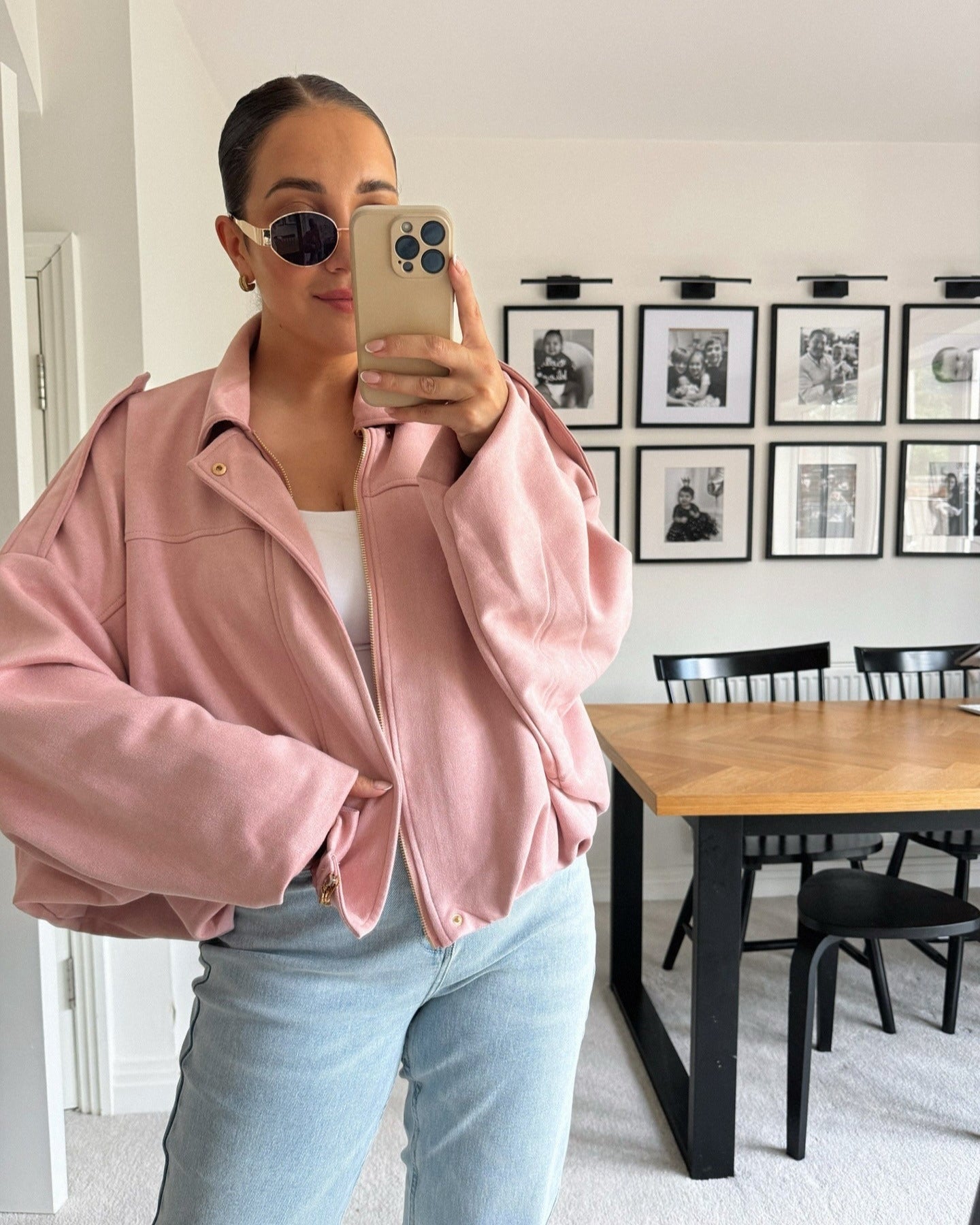 Giacca bomber Constance in finta pelle scamosciata