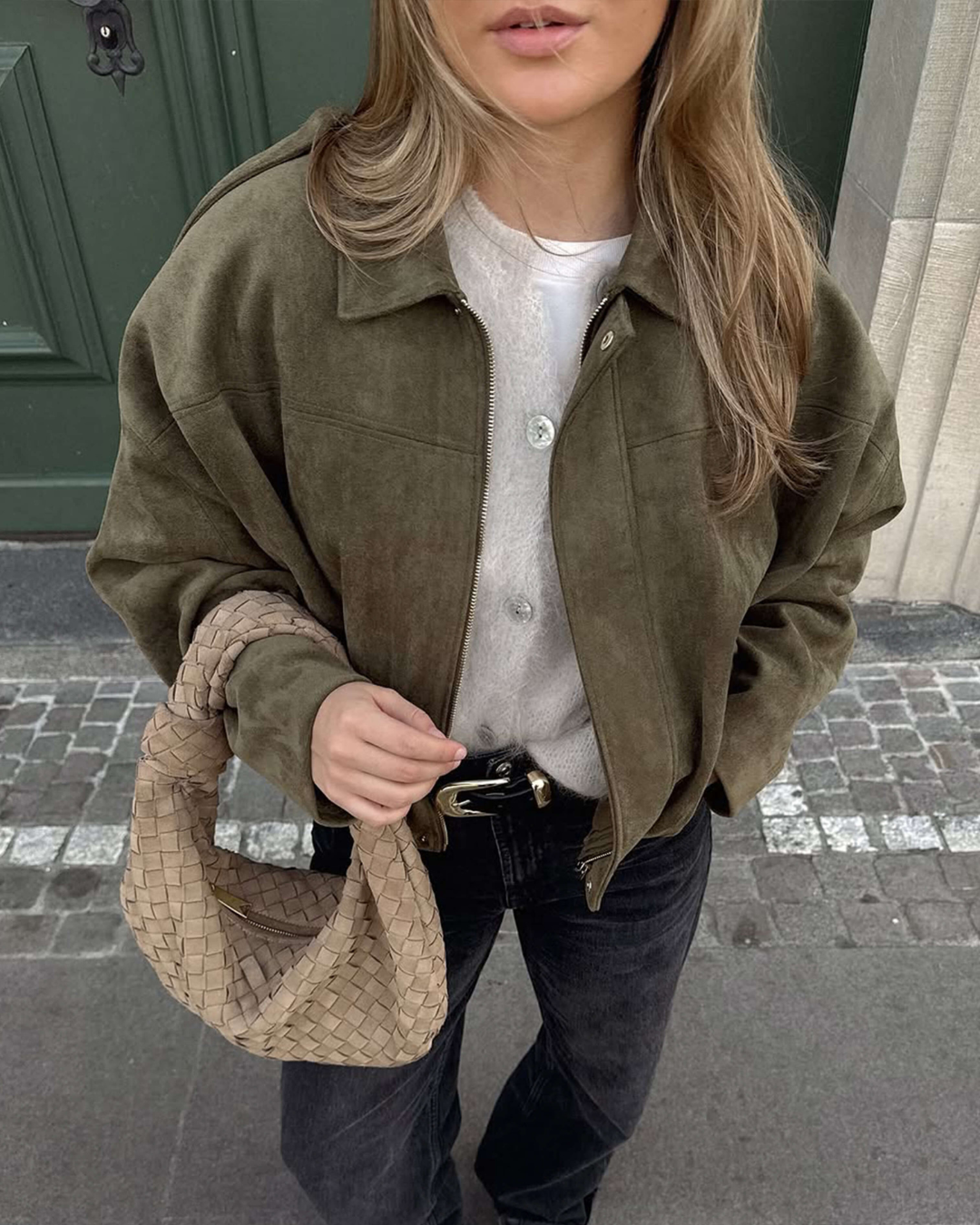 Giacca bomber Constance in finta pelle scamosciata