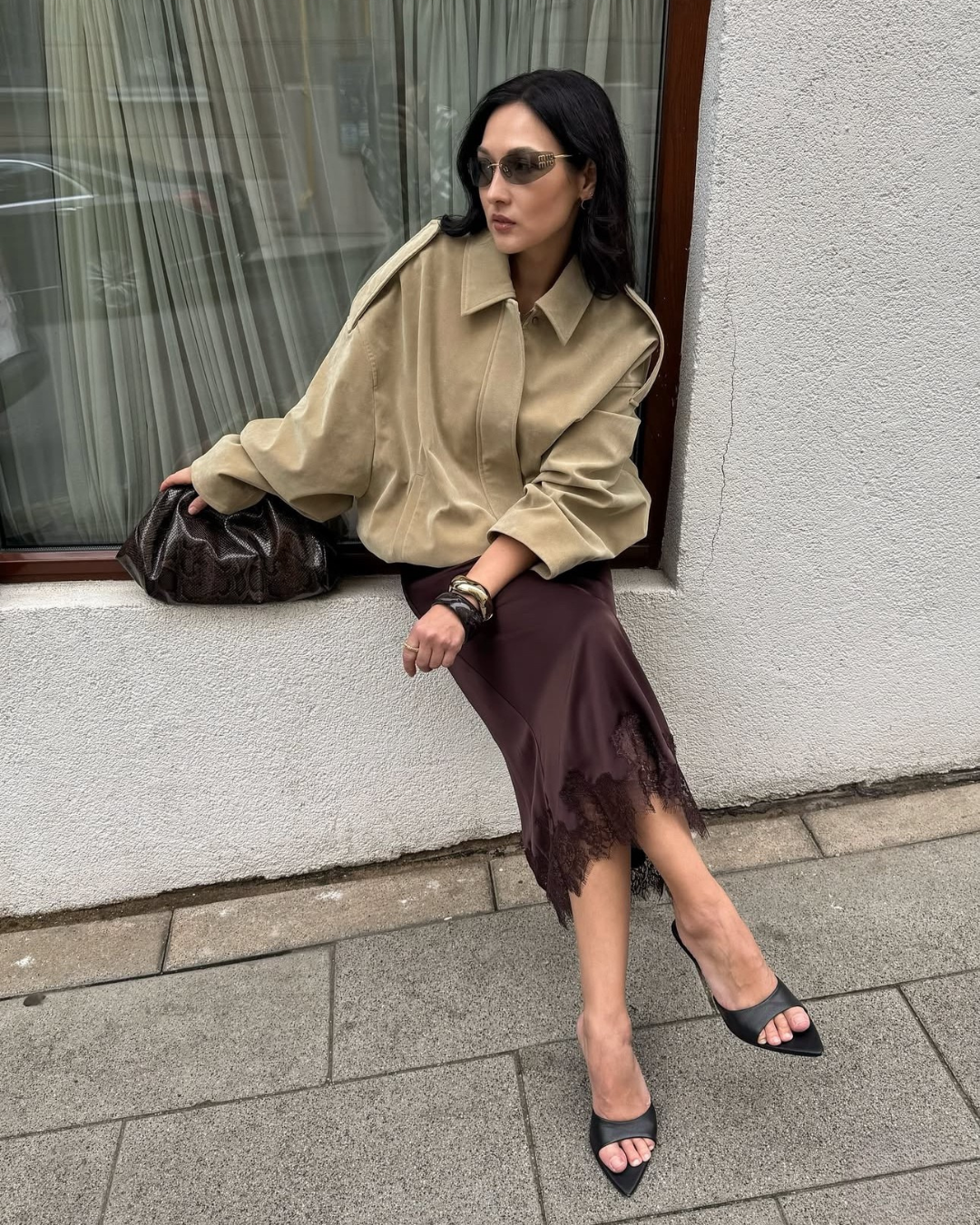Giacca bomber Constance in finta pelle scamosciata