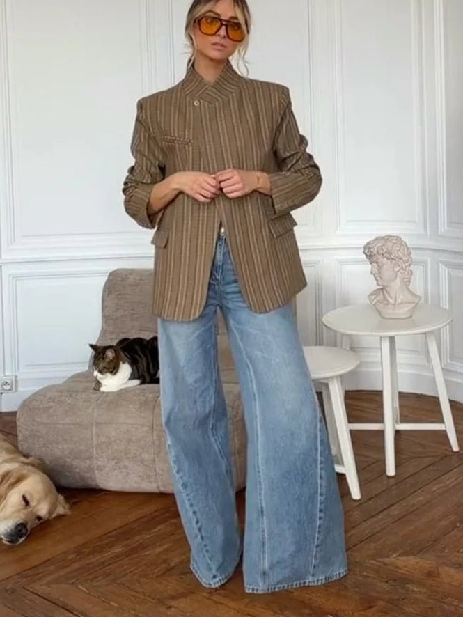 Willow Stand Collar Striped Suit Jacket 4