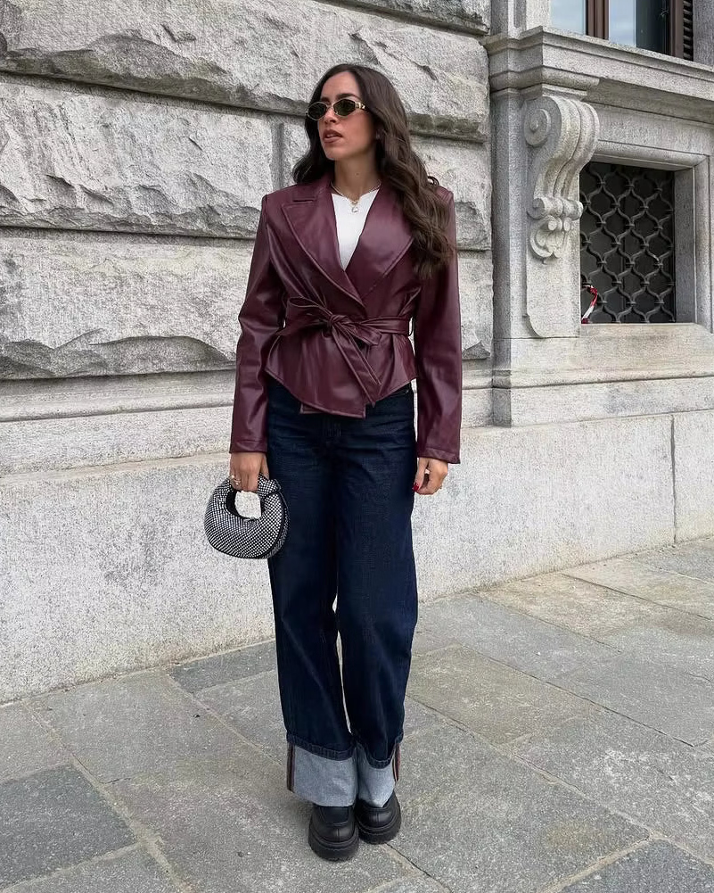 Emily Giacca in Pelle Vegana con Lacci