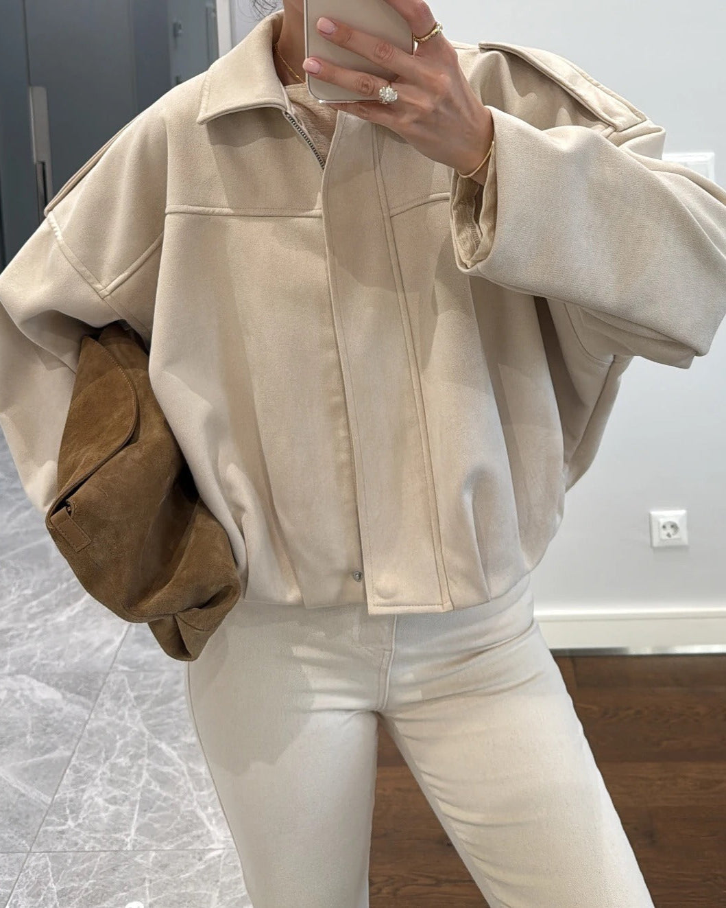 Giacca bomber Constance in finta pelle scamosciata