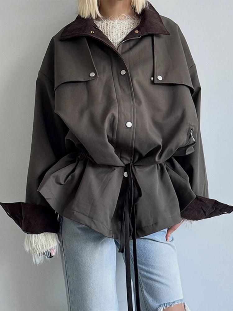 Rebecca Contrast Collar Windbreaker Jacket
