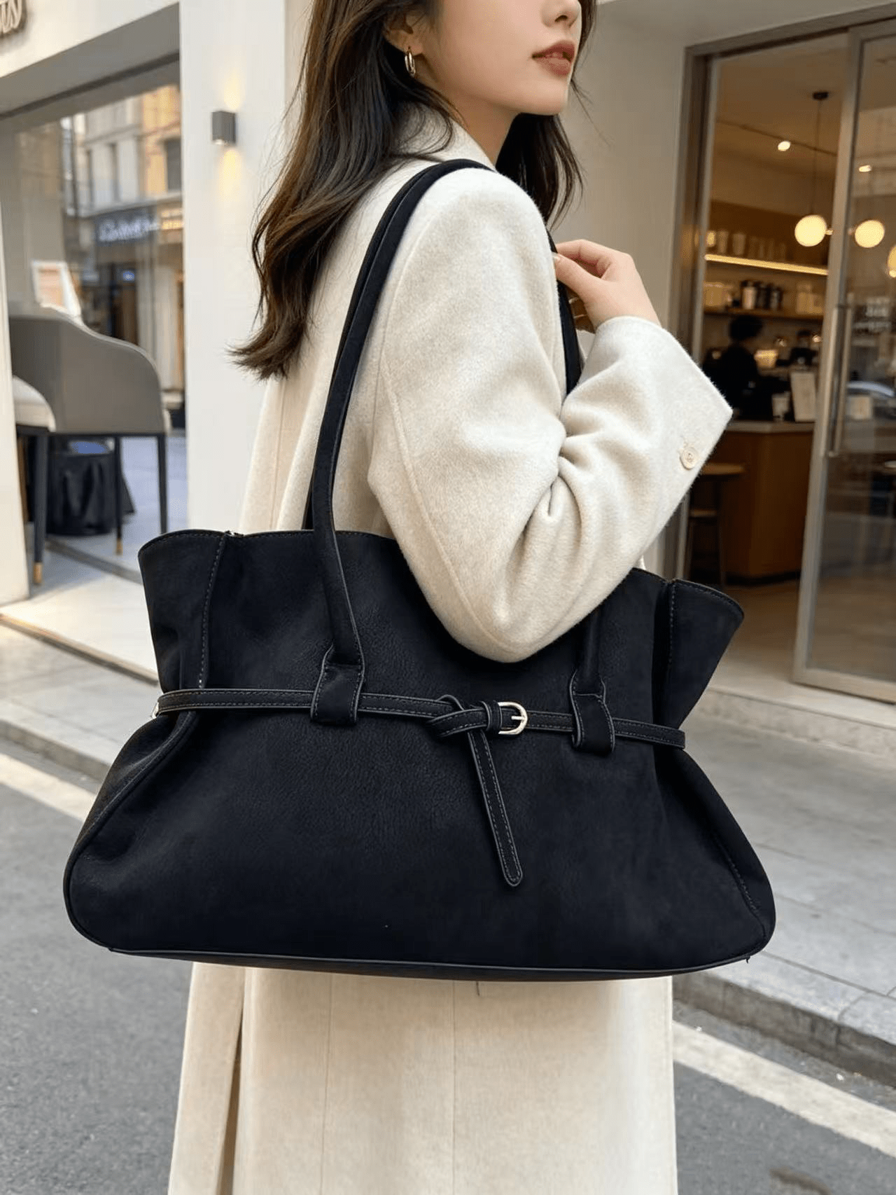 SOERA Briana Belted Tote Bag - Bag -  Black