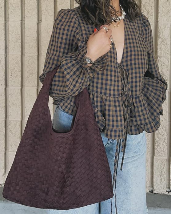 Borsa tote Linda intrecciata in finta pelle scamosciata