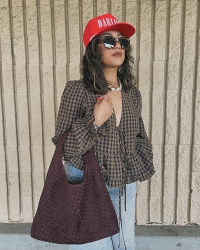 SOERA Linda Woven Faux Suede Tote Bag - Bag -  Dark Brown