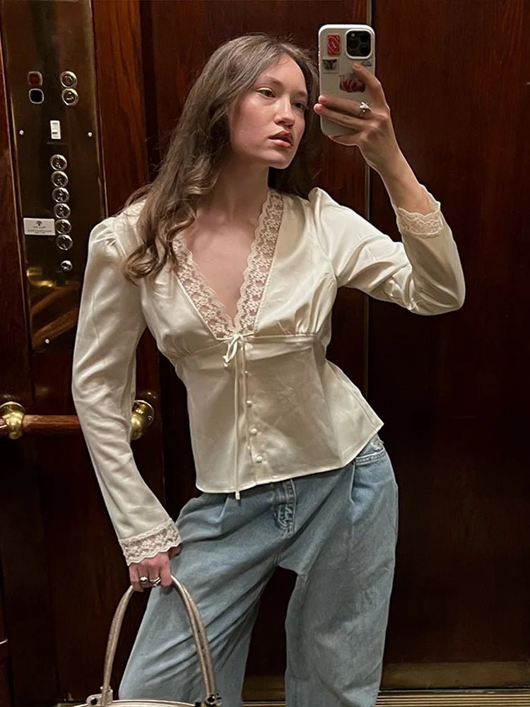 SOERA Beatrice Lace - Up Patchwork Blazer - Blazer -  Beige S