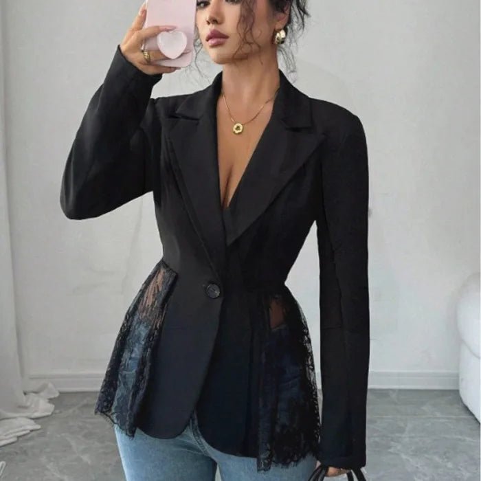 SOERA Taylor Lace Panel Tailored Blazer - Blazers - 1005012034685741-;TB1776154514001988897 Black S