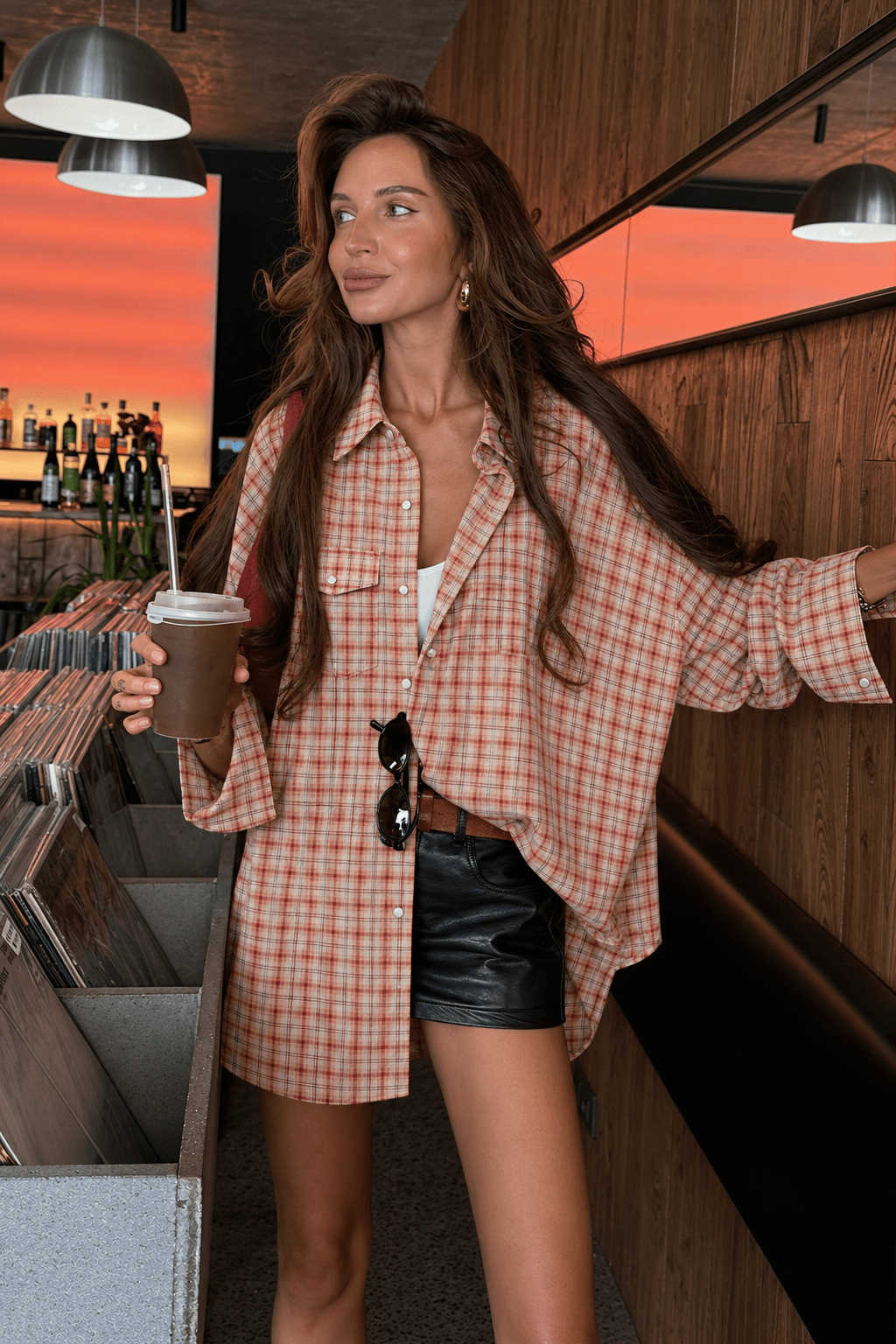 SOERA Carmen Oversized Plaid Shirt Blouse - Blouse - SOERA-266499-ORA-S-00803 Orange S