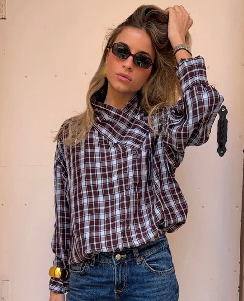 SOERA Rebecca Poplin Plaid Wrapped Shirt - Blouse - SOERA-334019-PLA-S-23235 S