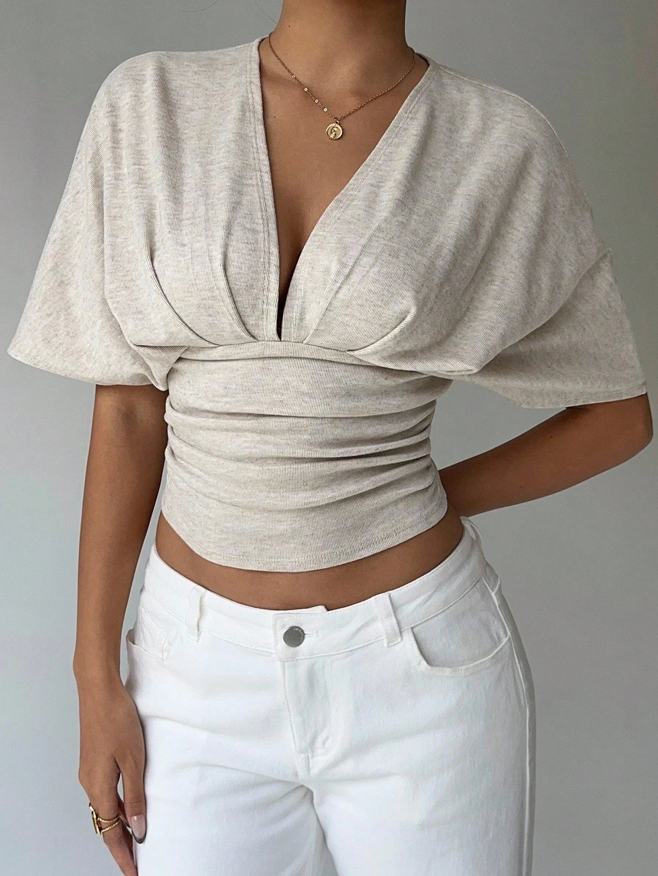 SOERA Kendra Plunged Neck Fitted Blouse - Blouses - 1005010495875497-;cm1775118415191292406 XS