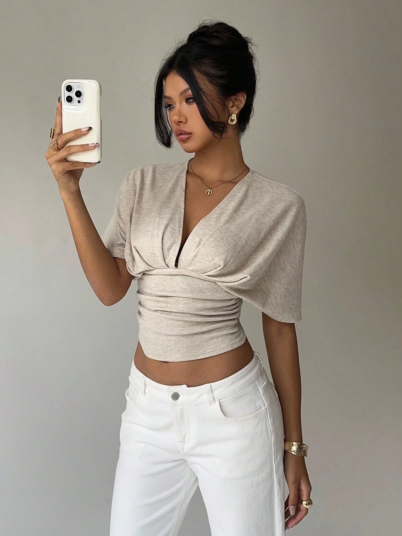 SOERA Kendra Plunged Neck Fitted Blouse - Blouses - 1005010495875497-;NN1775118415191747817 M