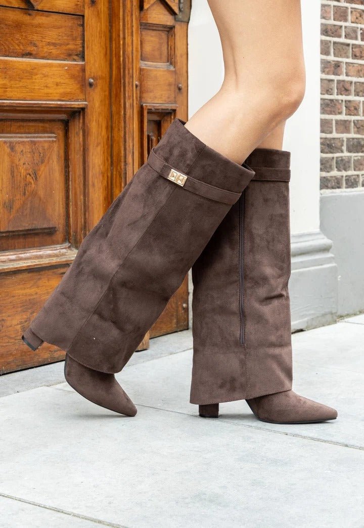SOERA Lisa Pointed Toe Block Heel Boots - Boots - SOERA-418819-BRO-5-84067 Brown 5