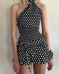 Minigonna Astrid a pois con vita elasticizzata