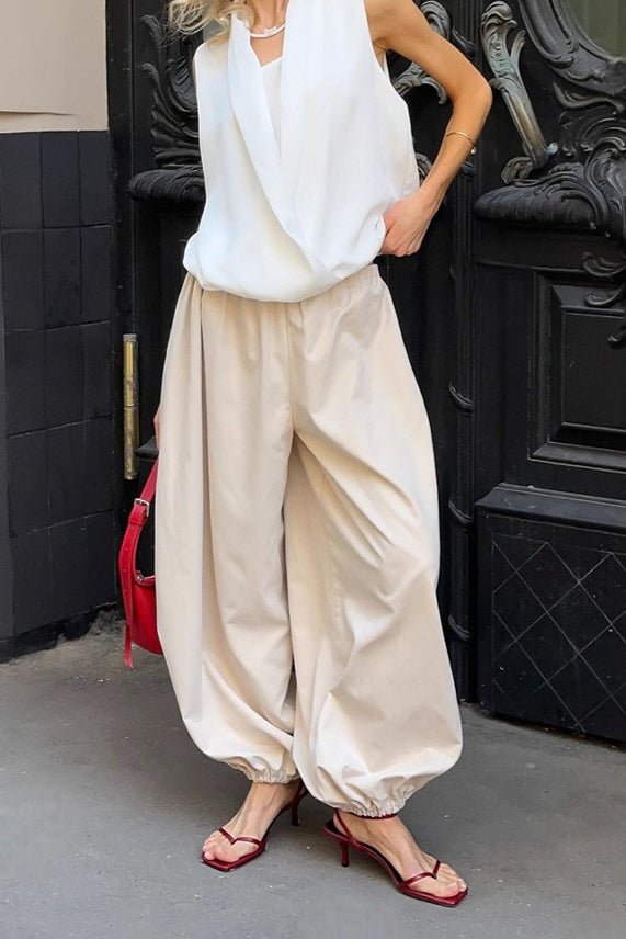 SOERA Inga Elastic Waist Baggy Pants - Bottoms -  Cream S