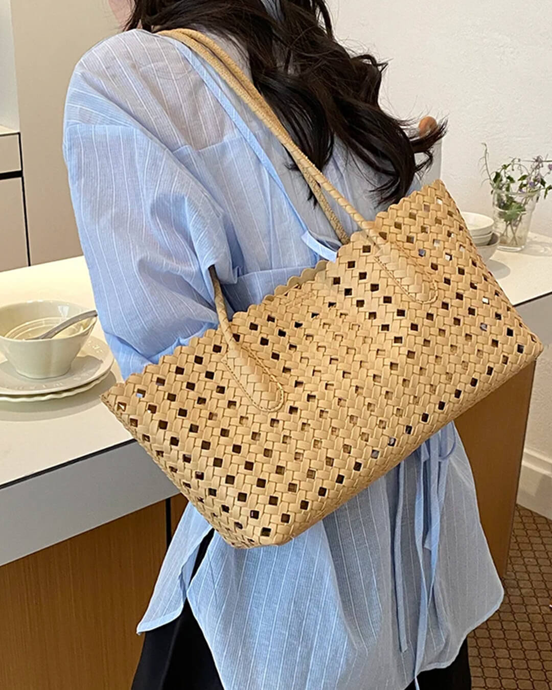 Briana borsa tote in paglia intrecciata