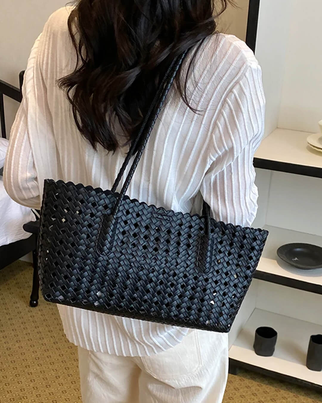 Briana borsa tote in paglia intrecciata