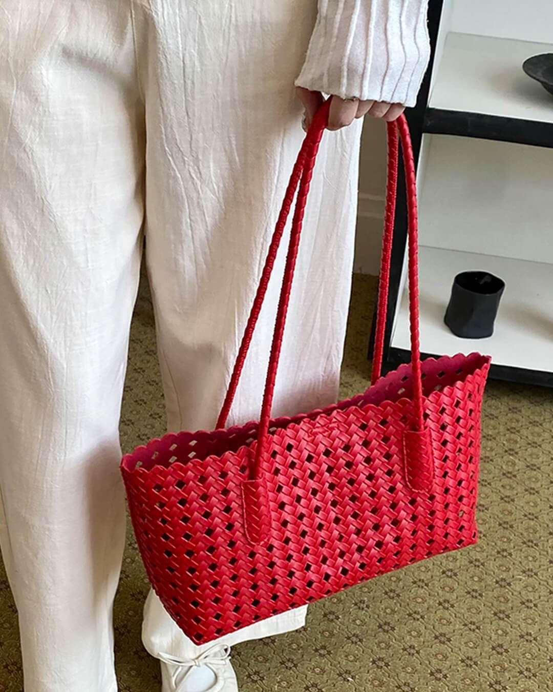 Briana borsa tote in paglia intrecciata