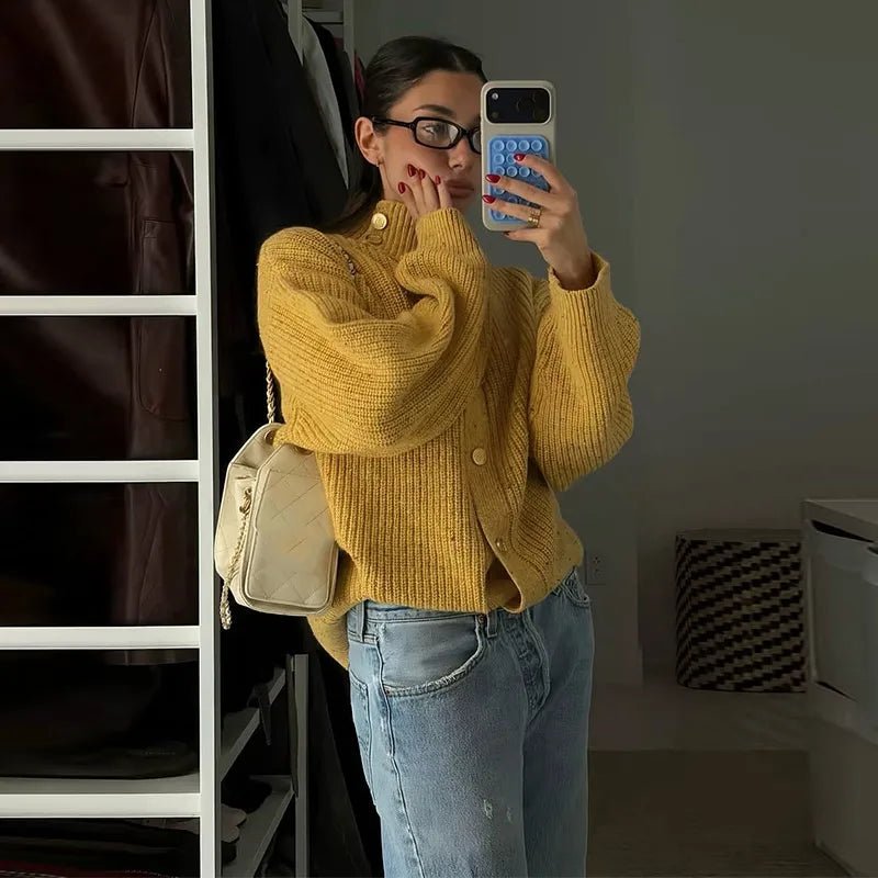 SOERA Nicola Oversized Knit Cardigan - Cardigan - SOERA-382851-GIN-M-49507 Ginger Yellow M