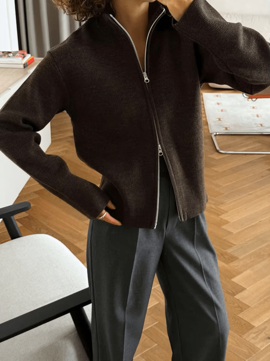 SOERA Joanna Double Zip Knitted Cardigan - Cardigans -  Brown S