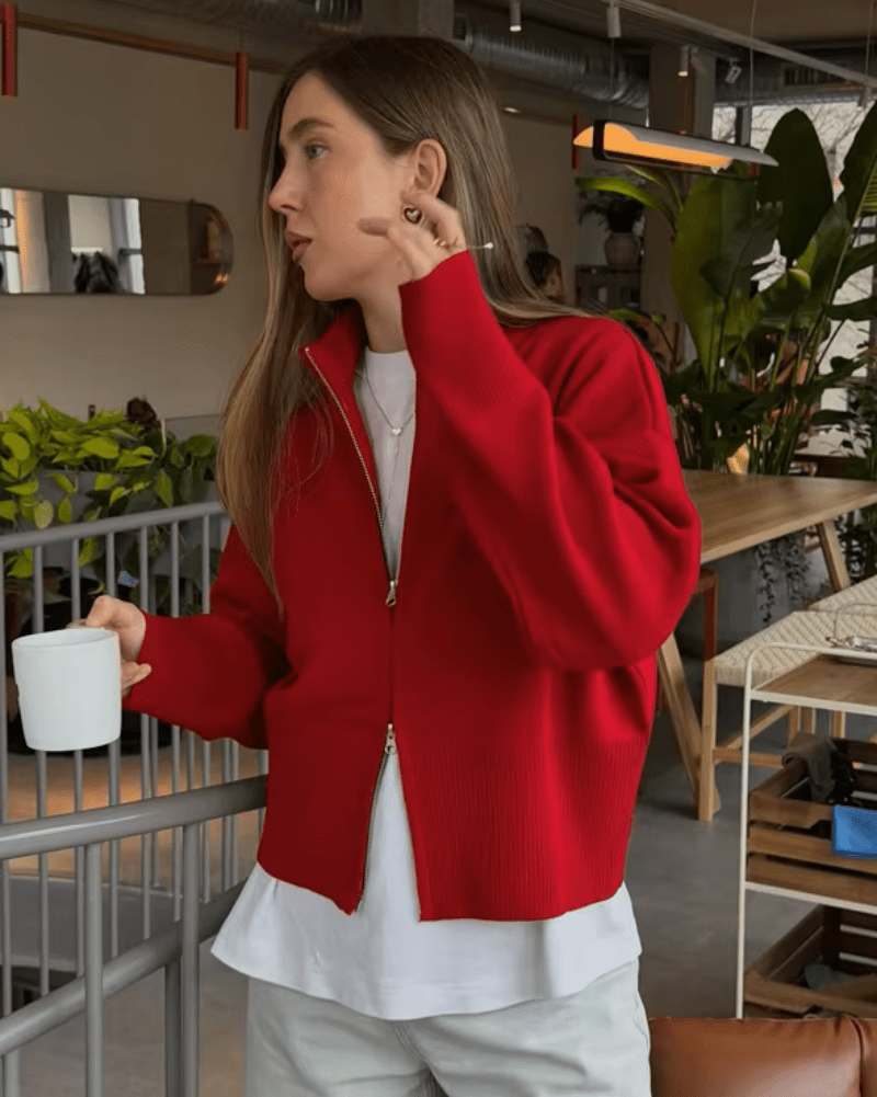 SOERA Joanna Double Zip Knitted Cardigan - Cardigans -  Red S