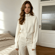 Joanna Cardigan lavorato con doppia zip