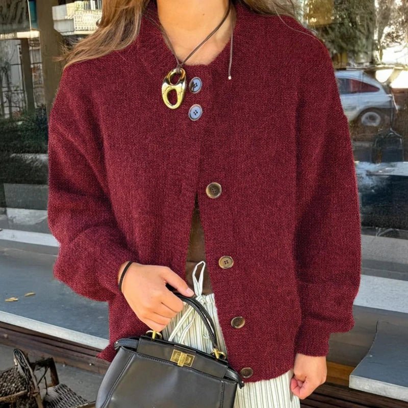 SOERA Lucy Knit Cardigan - Cardigans - 3256809337279348-;Yw1764003583418685606 Burgundy S