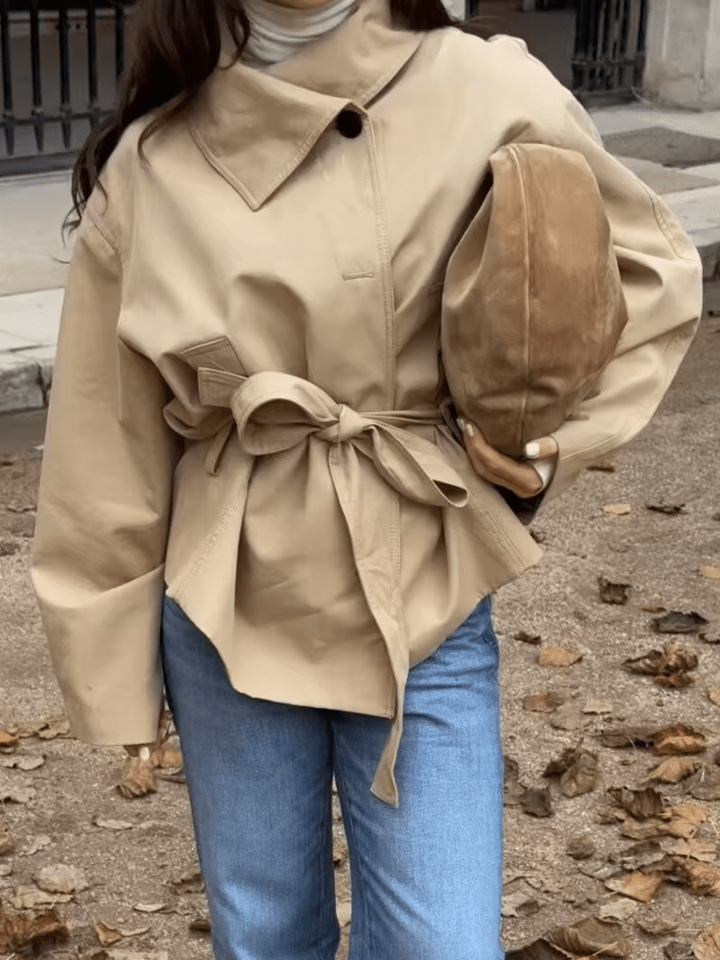 SOERA Julie Asymmetric Belted Trench Coat - Coat - SOERA-432003-KHA-S-04899 Beige S