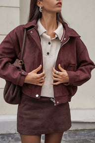 Cappotto rilassato in finta pelle scamosciata Linda