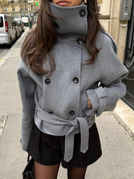 Cappotto Ruth Doppiopetto con Collo a Dolcevita