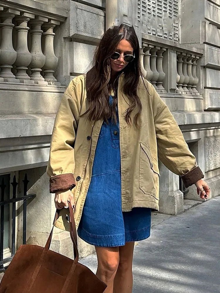 SOERA Sara Vintage Utility Canvas Jacket - Coat - SOERA-995587-KHA-M-91235 Beige M