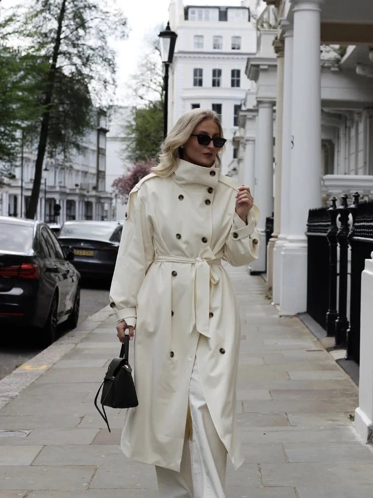 SOERA Sarah High Neck Belted Trench Coat - Coat - SOERA-753027-IMA-S-12131 Cream S