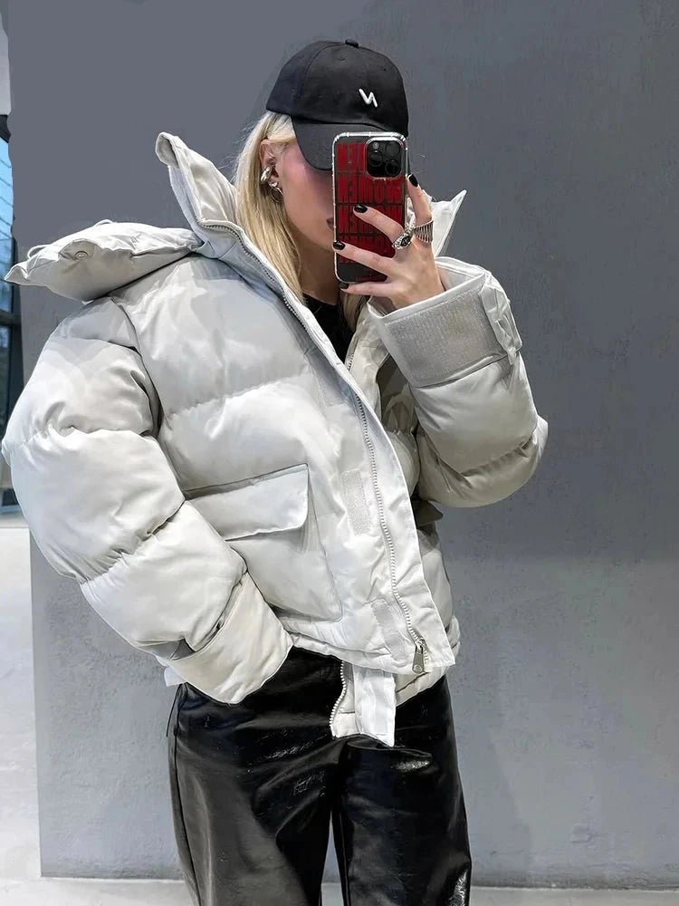 SOERA Daniela Flap Pockets Hooded Puffer Coat - Coats - SOERA-580547-LIG-S-74019 Light Oatmeal S