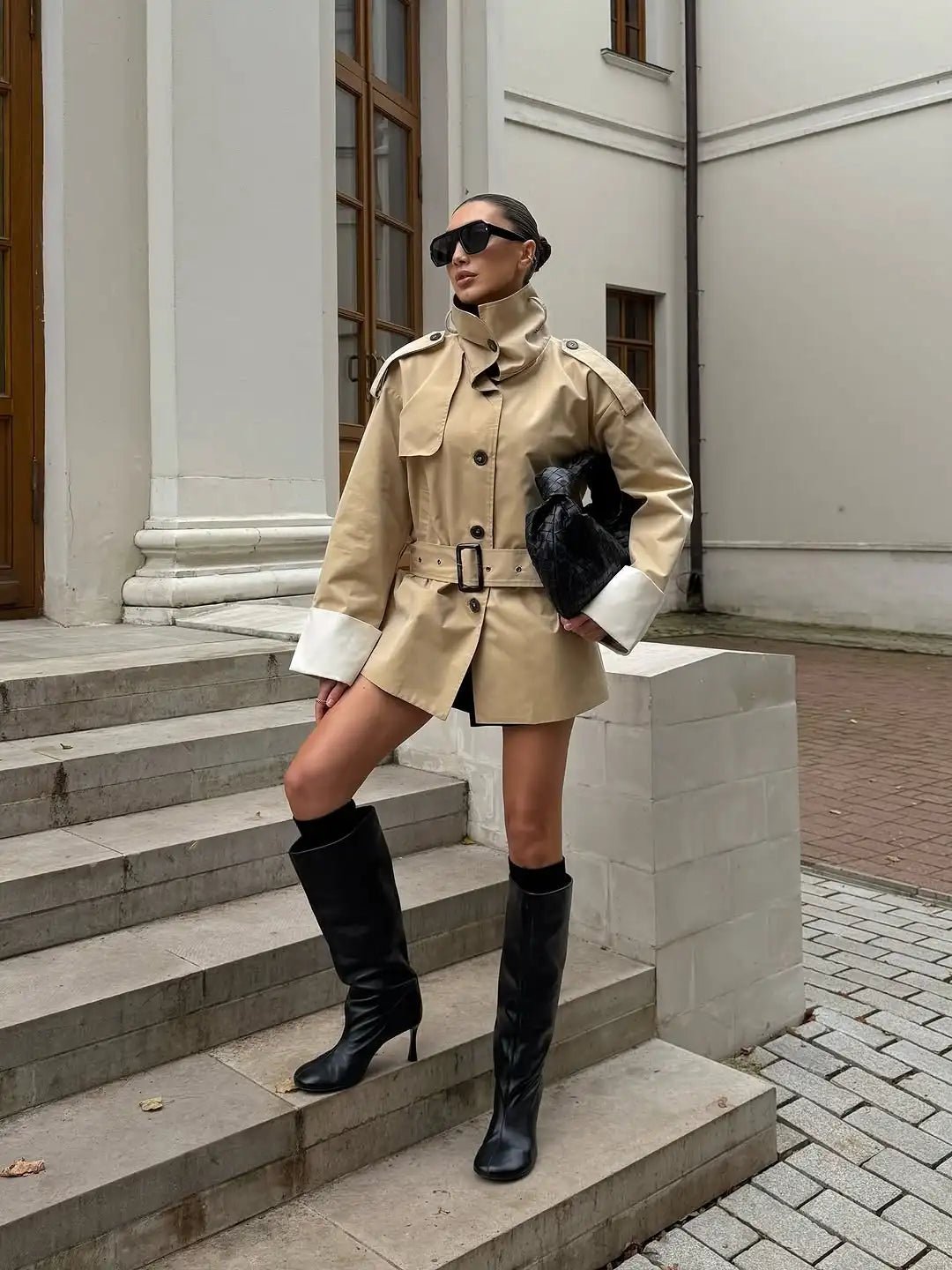 SOERA Brenda Contrast-Cuff Trench Jacket - Coats & Jackets - 1005010739339130-;Tx1772135167150166440 S