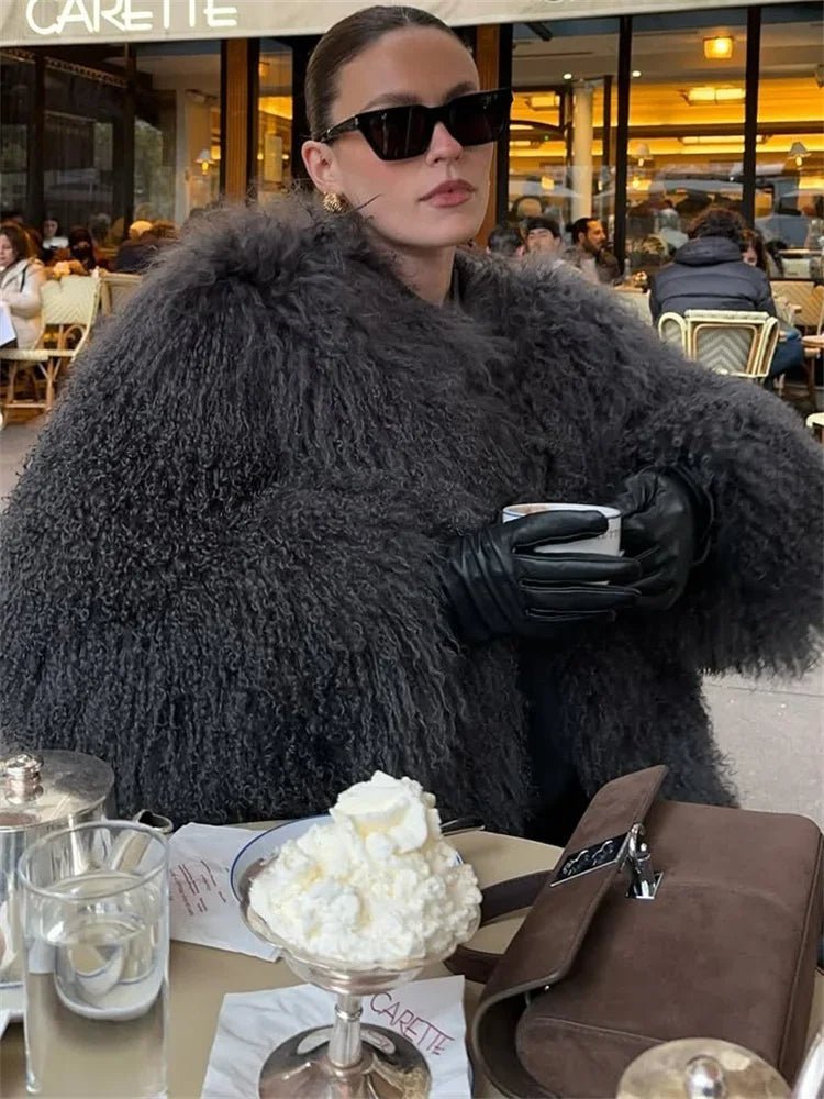SOERA Elsie Fluffy Cropped Faux Fur Coat - Coats & Jackets - 3256808143910110-;Te1764703454481405840 Beige M