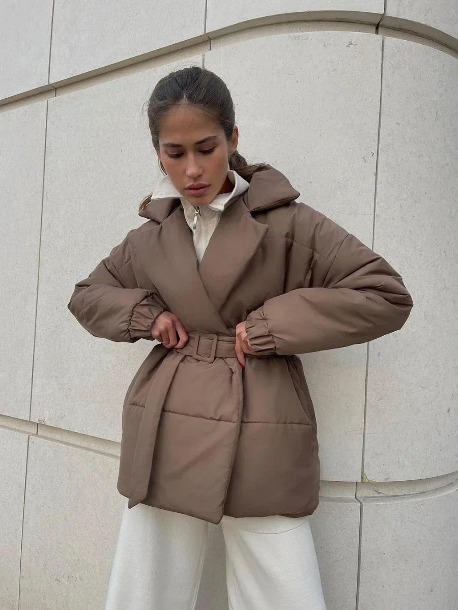 SOERA Jaime Belted Puffer Jacket - Coats & Jackets - 1005007472734778-;Br1766488746263140435 Brown S