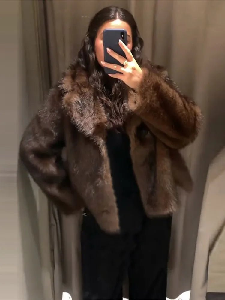 SOERA Jenny Reversible Faux Fur Leather Jacket - Coats & Jackets - 3256809615252454-;TQ1764003585261457870 Dark Brown XS