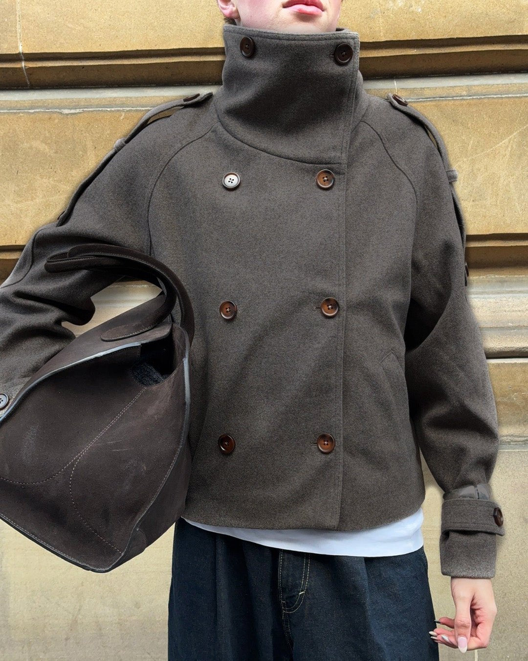 SOERA Rhea Stand Collar Breasted Coat - Coats & Jackets -  Gray XS