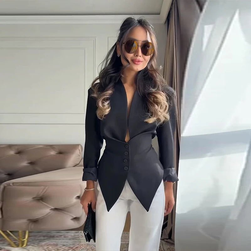 SOERA Tricia Structured Shoulder Cinched Blazer - Coats & Jackets - 1005011660132024-;qf1772045930022570680 Brown S